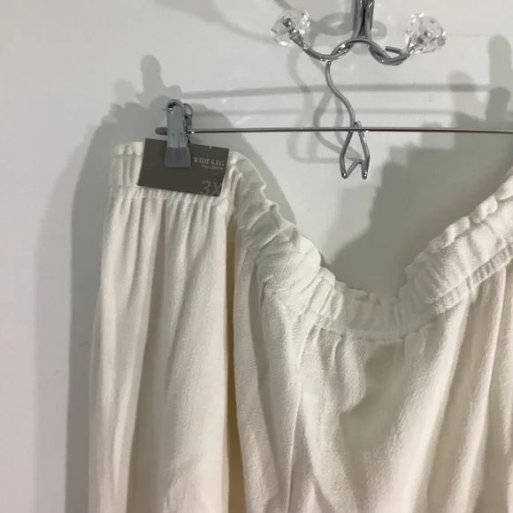 NWT SOFT SURROUNDINGS PLUS 3X MIRAGE SET(2) ECRU TOP WIDE LEG PANTS EMBROIDERY